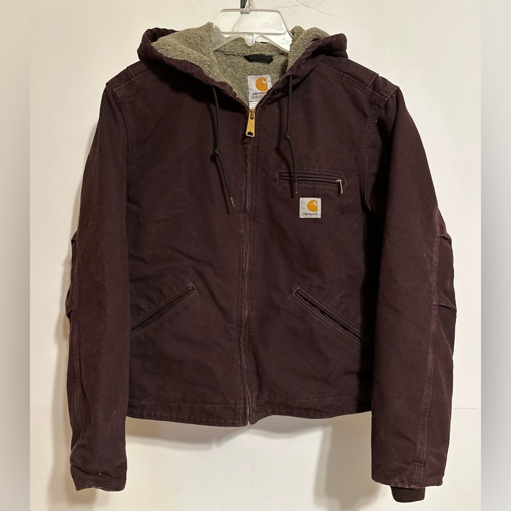 Carhartt Sandstone Womans Sherpa Lined Hooded Jacket WJ141-DWN  Size S, Plum